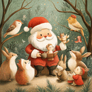 P&egrave;re No&euml;l et animaux en f&ecirc;te joyeuse